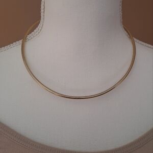 18" Omega Snake Chain Vintage Necklace Goldtone Hidden Clasp 1990s Layering